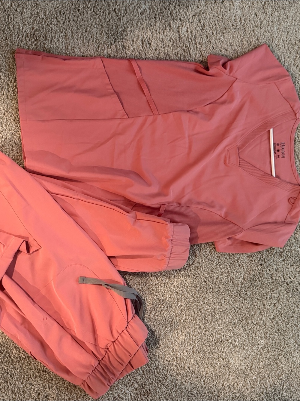 Hanes Women's Scrub Set in Coral Pink